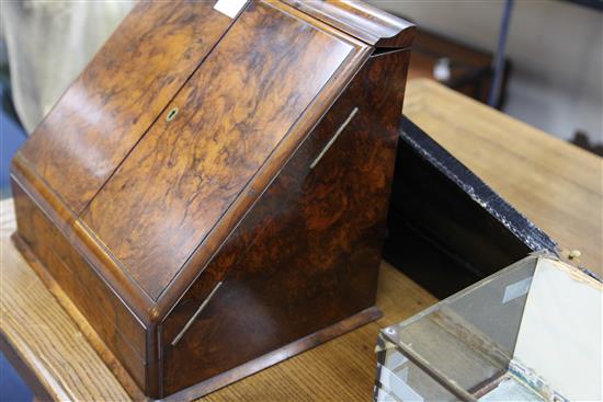 A Victorian walnut stationery cabinet, 15in.